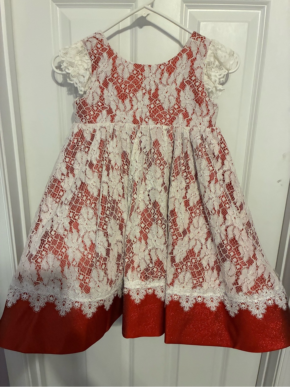 Dollcake Red Dress with White Lace Overlay